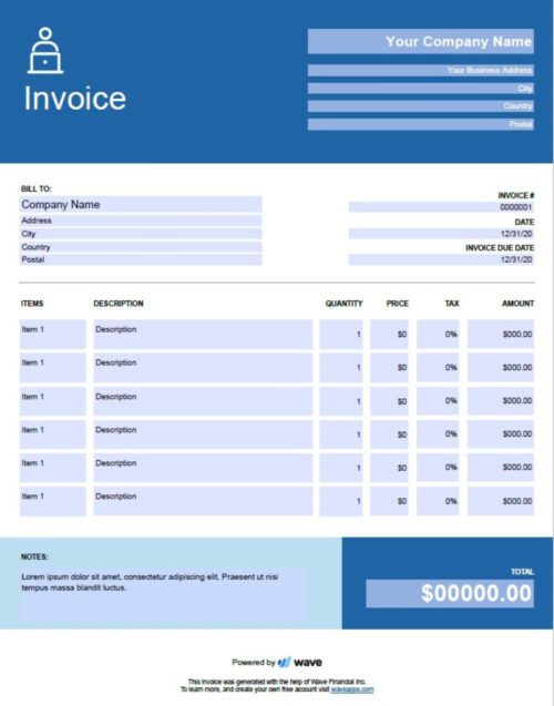 consulting invoice for content writer