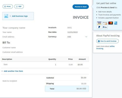 paypal invoice for content writer