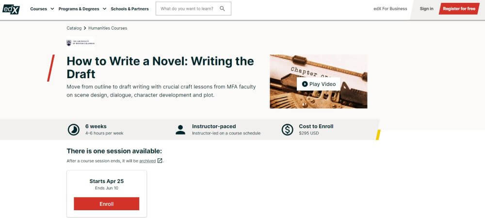 Creative Writing: How to Write a Novel by University of British Colombia